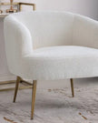 Cream Boucle Chair With Gold Hairpin Legs