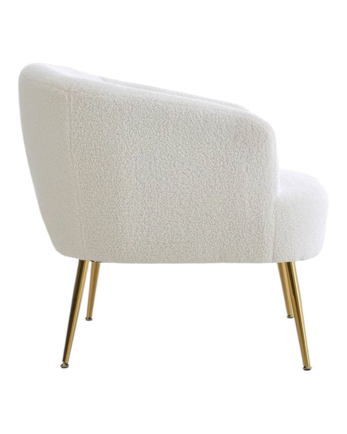 Cream Boucle Chair With Gold Hairpin Legs