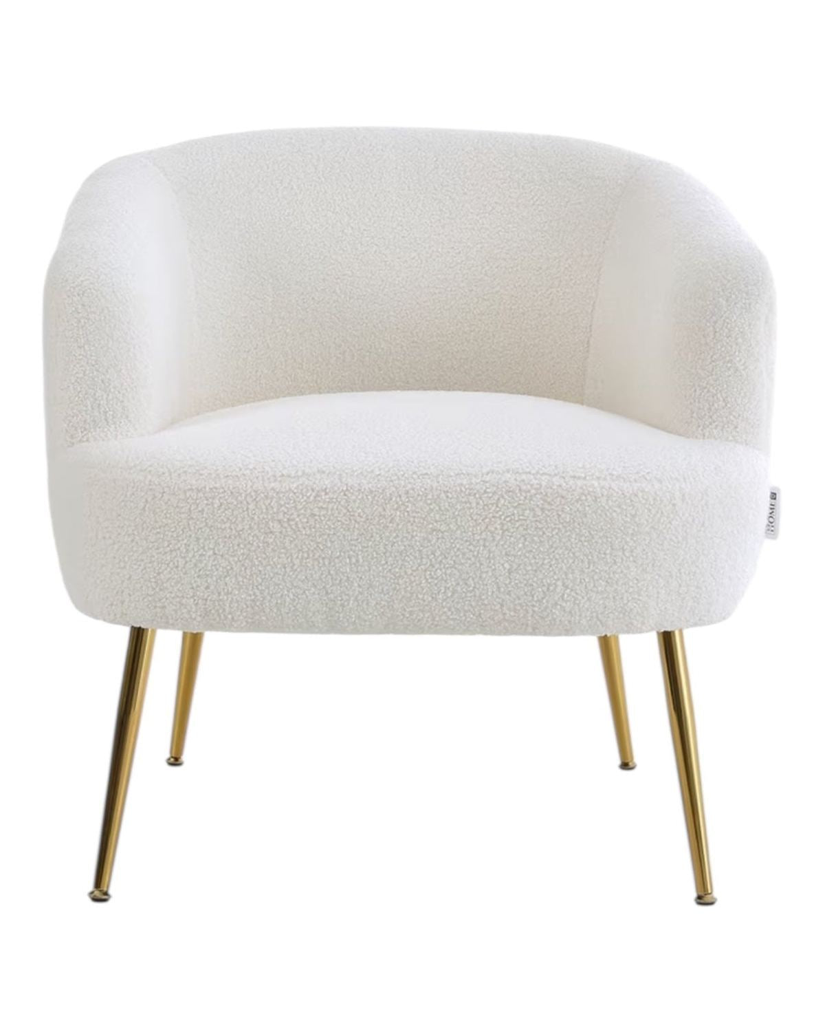 Cream Boucle Chair With Gold Hairpin Legs