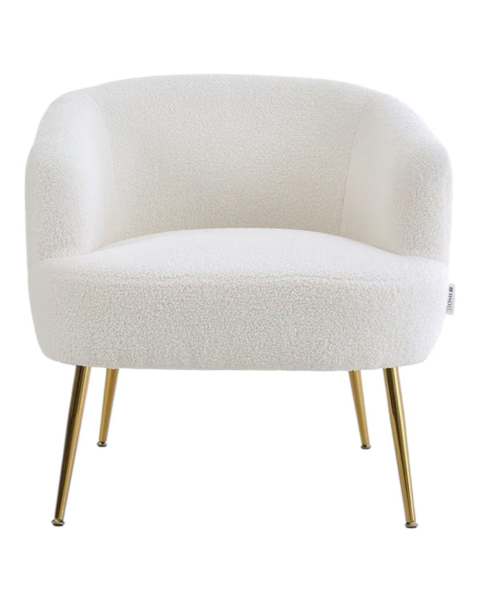 Cream Boucle Chair With Gold Hairpin Legs