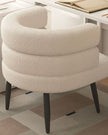 Cream Boucle Curved Shaped Chair With Wooden Legs