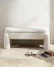 Cream Boucle Long Storage Foot Stool