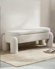 Cream Boucle Long Storage Foot Stool