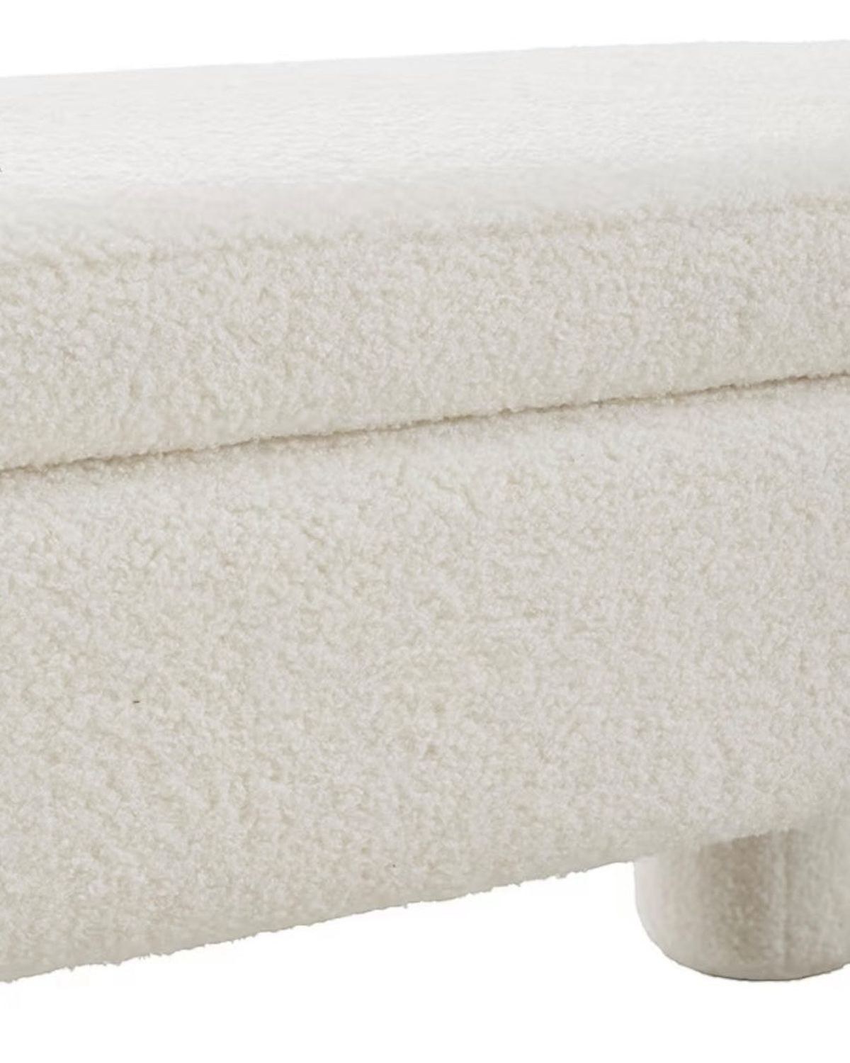 Cream Boucle Long Storage Foot Stool