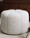 Cream Boucle Pleated Foot Stool