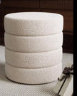Cream Boucle Ribbed Round Foot Stool