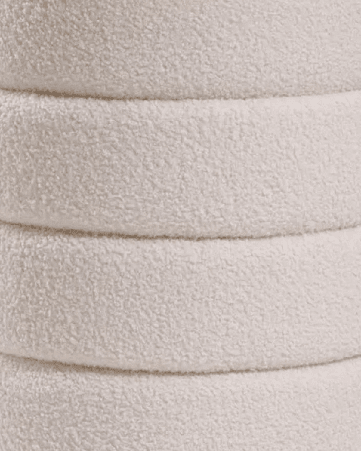 Cream Boucle Ribbed Round Foot Stool