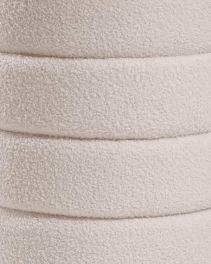 Cream Boucle Ribbed Round Foot Stool