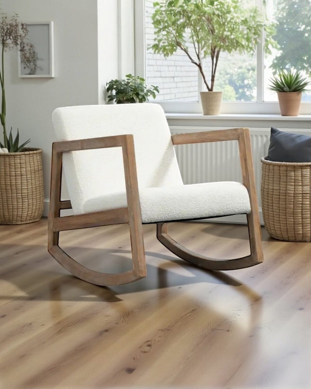 Cream Boucle Rocking Chair - PRE ORDER UP TO 14 DAYS DELIVERY