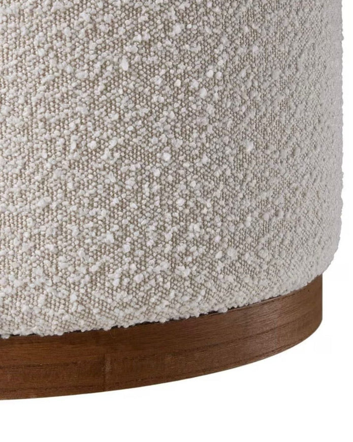 Cream Boucle Round Storage Foot Stool