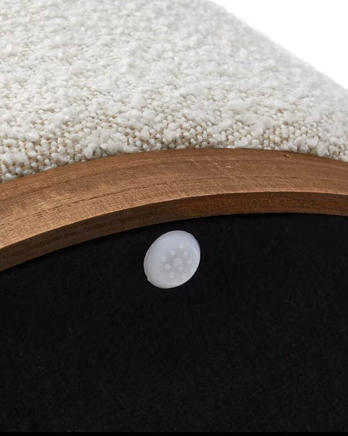 Cream Boucle Round Storage Foot Stool