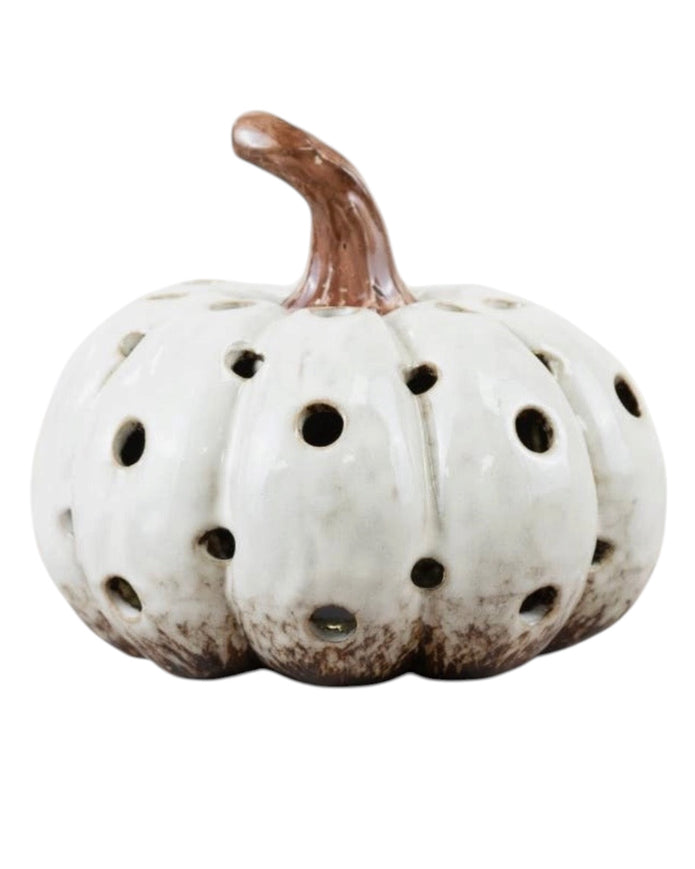LED Light Up Neutral Pumpkin Ornament