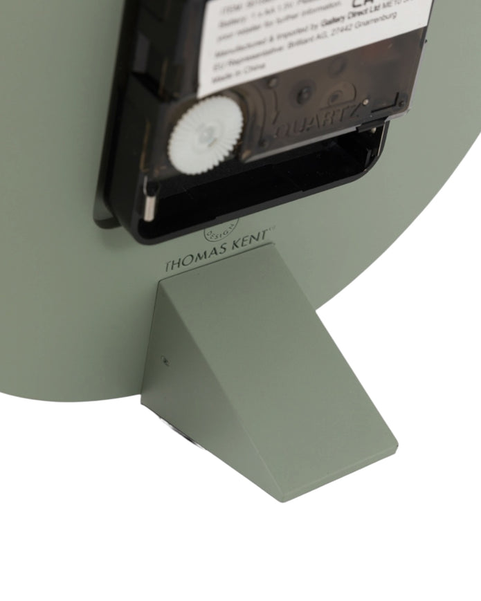 Thomas Kent 6-inch Arabic mantle clock in seagrass green with a classic clock face and Arabic numerals, designed by Gallery Direct.