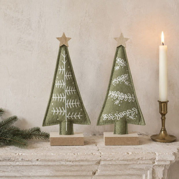 Sage Green Felt Christmas Tree With Wood Star