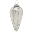 Silver Glass Christmas Teardrop Hanging Decoration