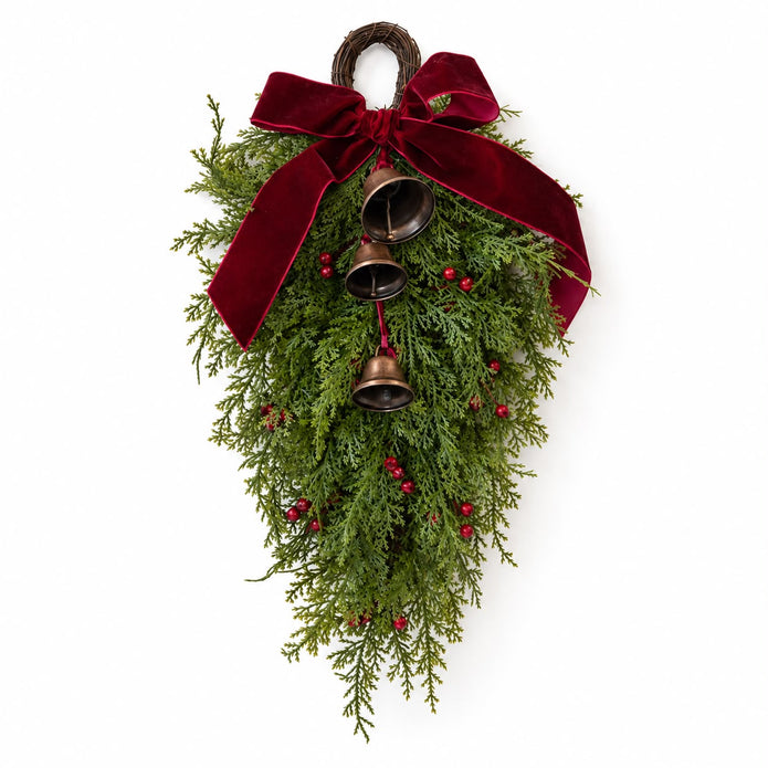Spruce Hanging Swag with a Burgundy Bow