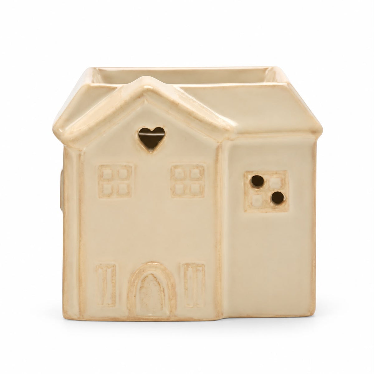 Small Cream Ceramic House Wax Melt Burner