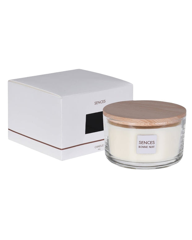 Coach House Sences Bon Nuit white 4-wick lidded candle with elegant design and clean appearance, perfect for home decor and ambiance.