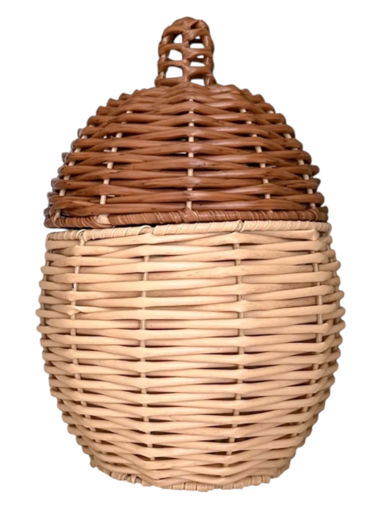 Rattan Acorn Storage Basket with Lid – Natural Decorative Storage Solution