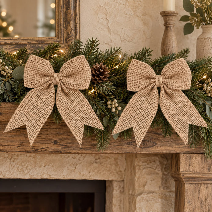 Hessian Bow Decoration - Set of Two
