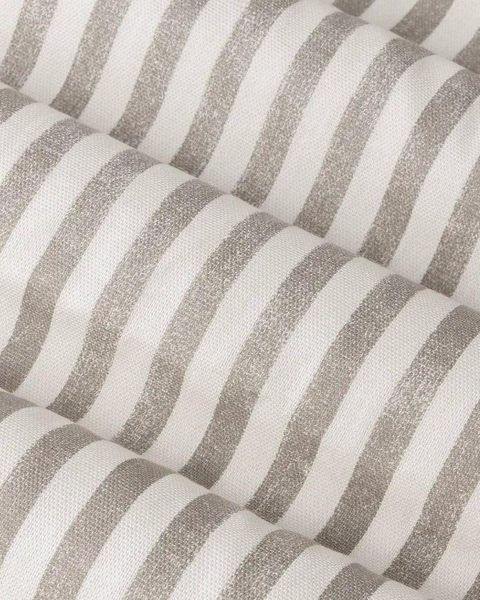 Riva Home yard natural striped blackout eyelet curtains in black and beige with soft fabric and eyelet top design.