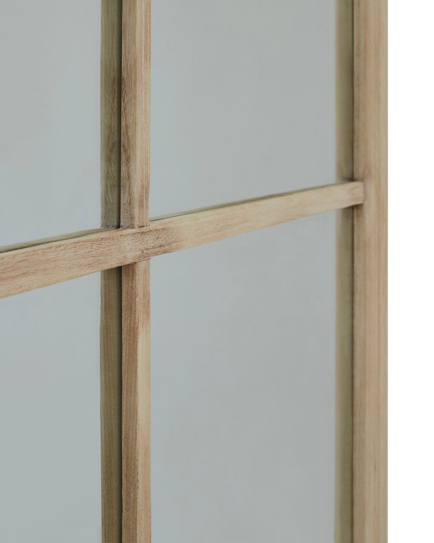 Large washed wood rectangle mirror with window frame design by Hill Interiors, perfect for enhancing living space decor.
