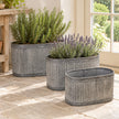 Ribbed Oval Galvanised Metal Planter Troughs - Set of Three