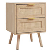 Natural Framed Rattan Bedside Lamp Tables Two Drawer