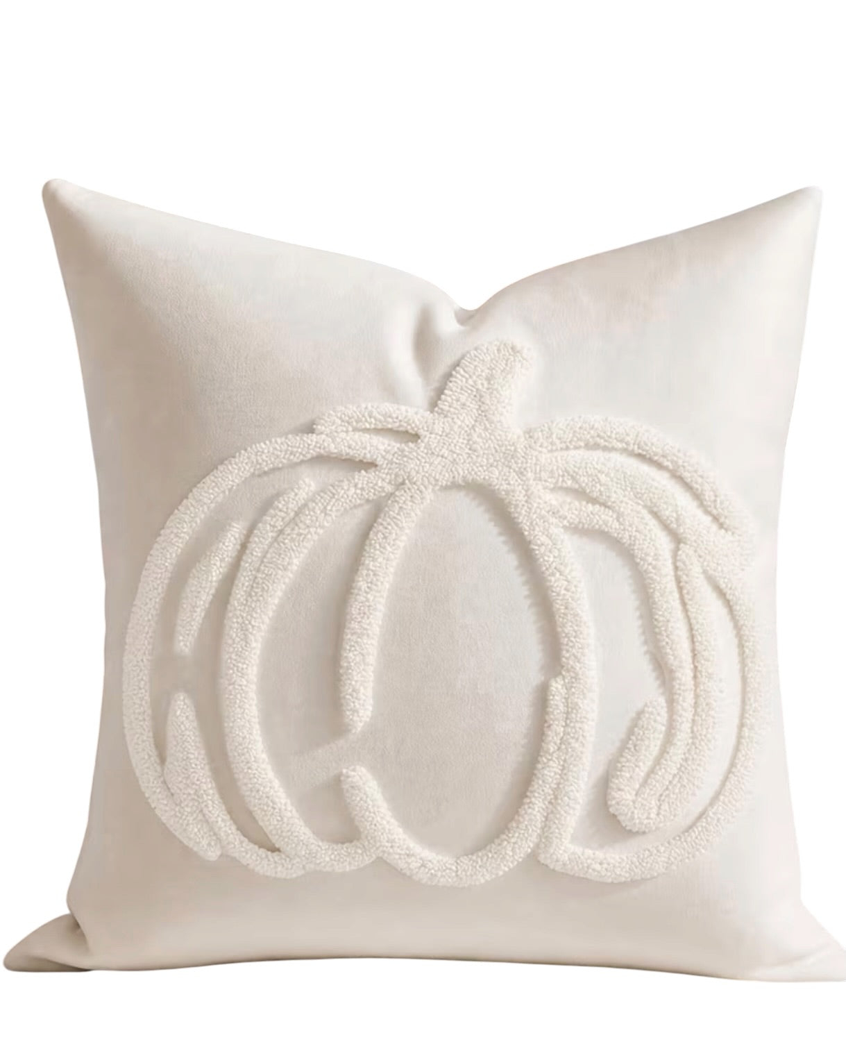 Cream Chenille Pumpkin Cushion Cover