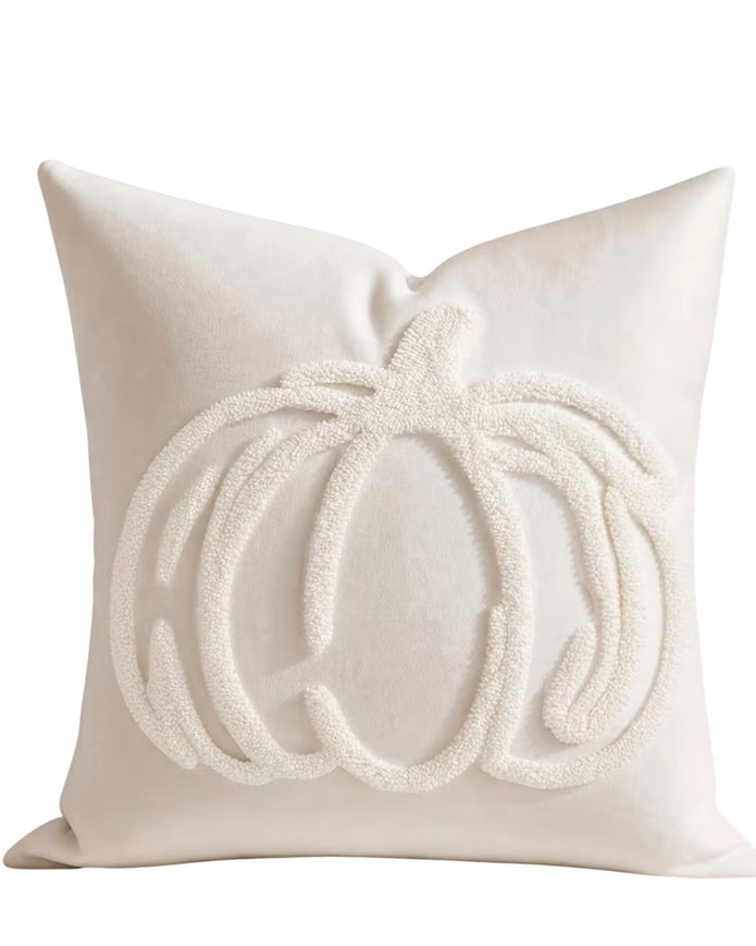 Cream Chenille Pumpkin Cushion Cover