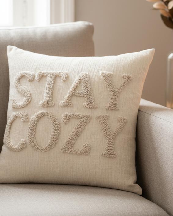 Stay Cozy Cream Cushion Cover