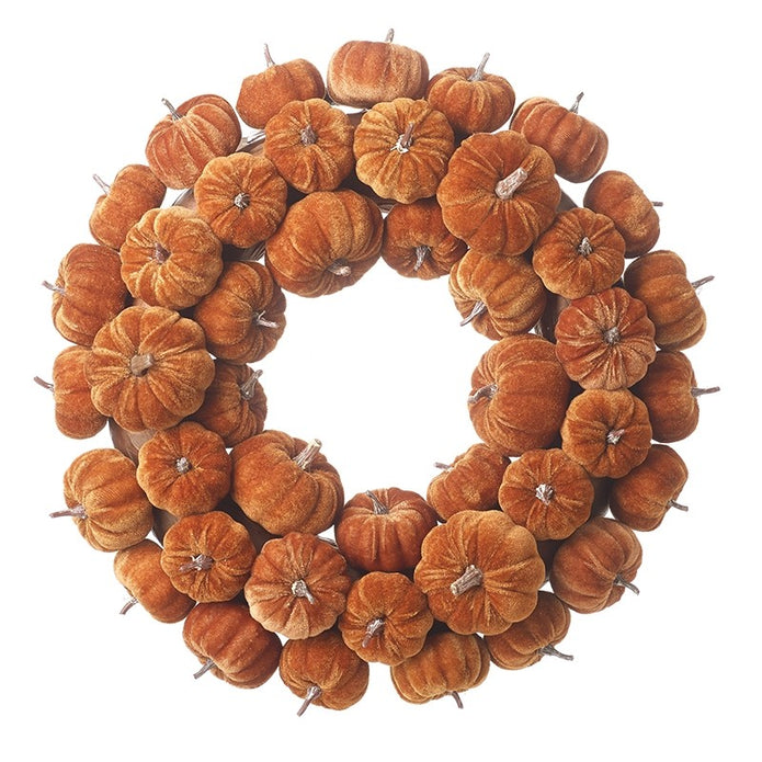 Velvet Orange Pumpkin Wreath