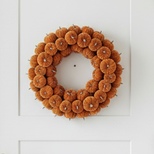 Velvet Orange Pumpkin Wreath