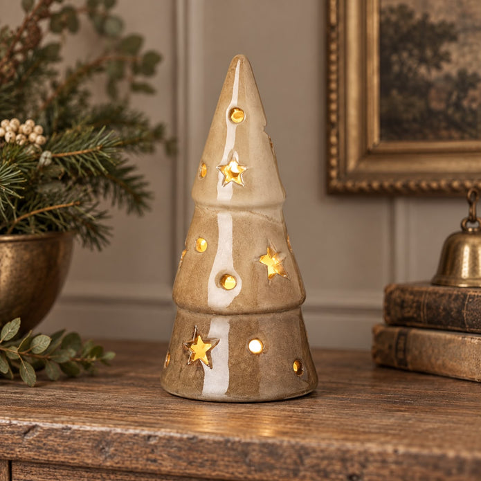Beige Star Cut Light Up LED Tree