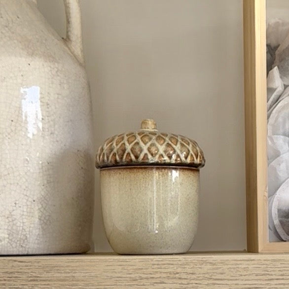 Neutral Ceramic Acorn Pot