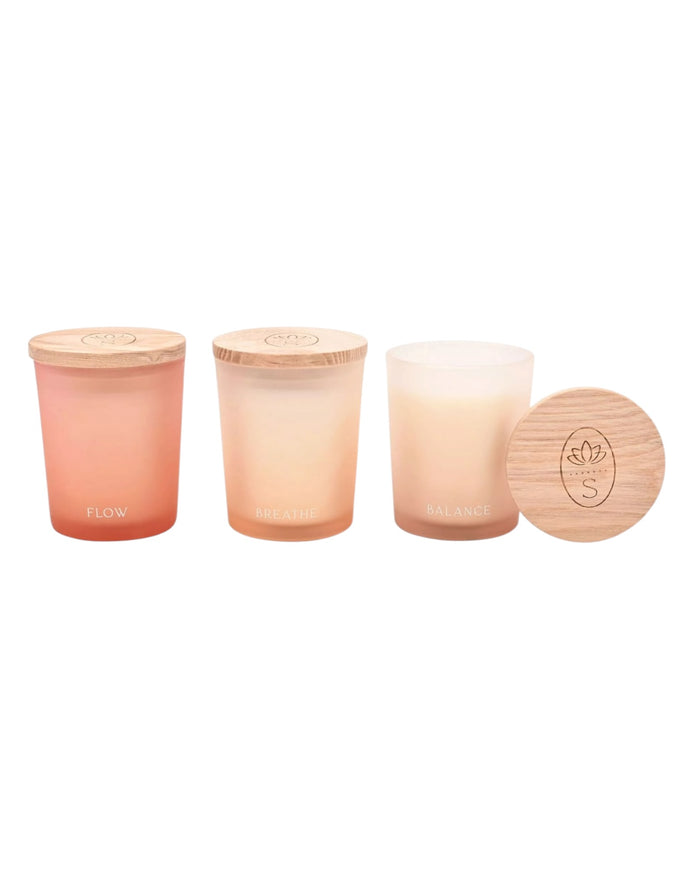 Serenity Tranquil Set of 3 Votive Candles - Flow Balance & Breathe