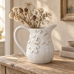 White Ceramic Jug With Oak Leaf Design