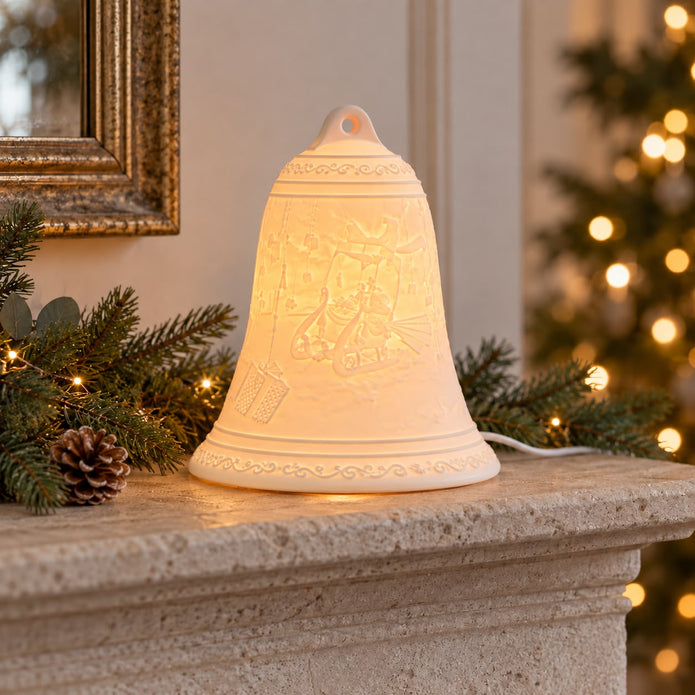 White Porcelain Christmas Bell Lamp
