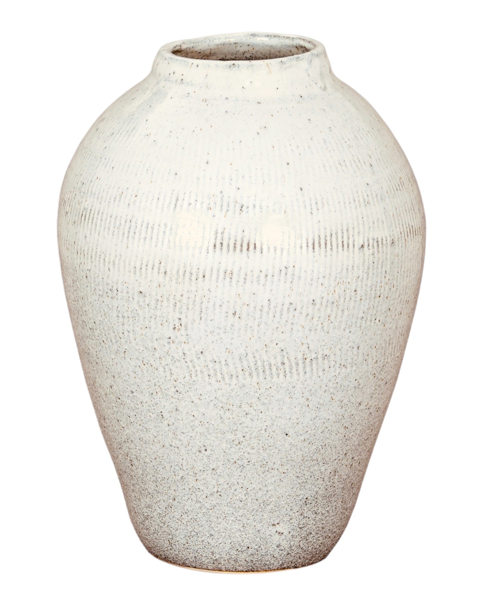 White glazed Kemi Olpe vase by Hill Interiors, featuring a smooth, rounded ceramic design perfect for modern home decor.
