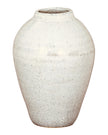 White glazed Kemi Olpe vase by Hill Interiors, featuring a smooth, rounded ceramic design perfect for modern home decor.