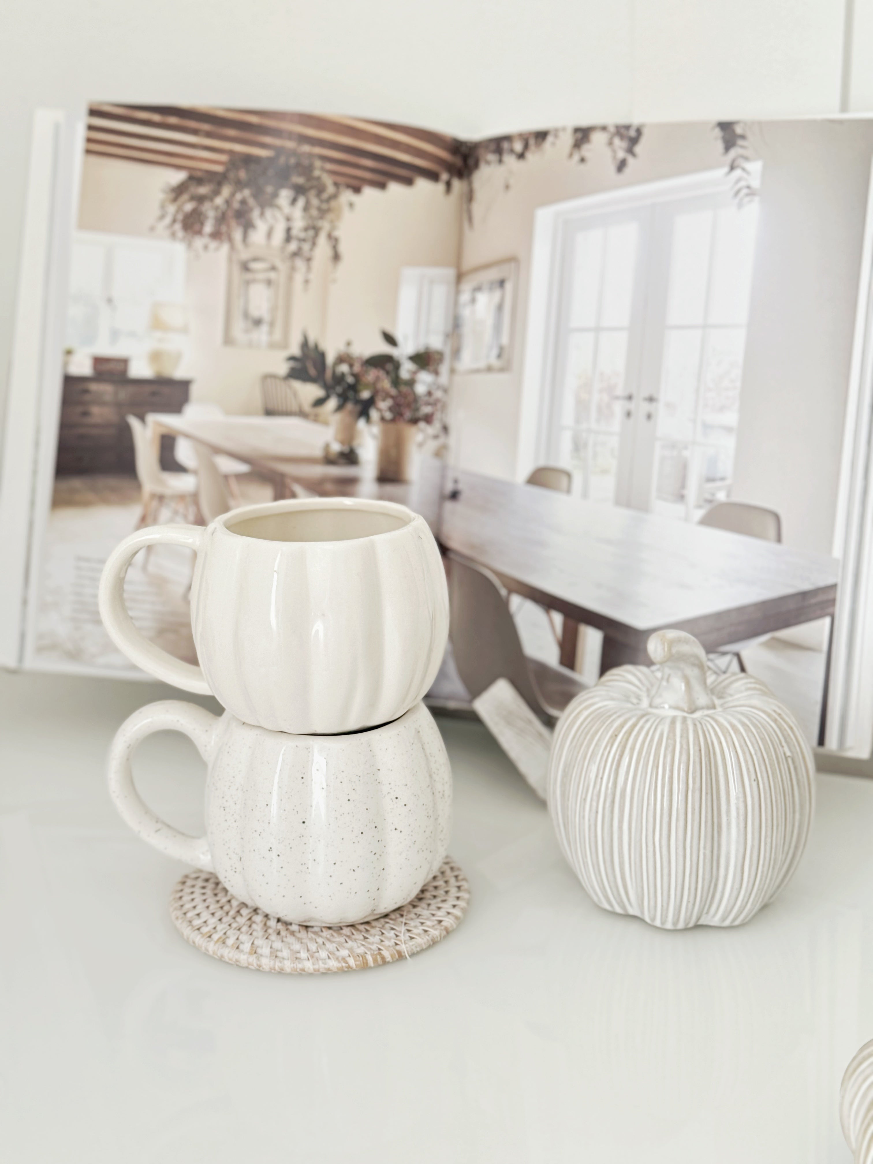 White Ceramic Pumpkin Mug