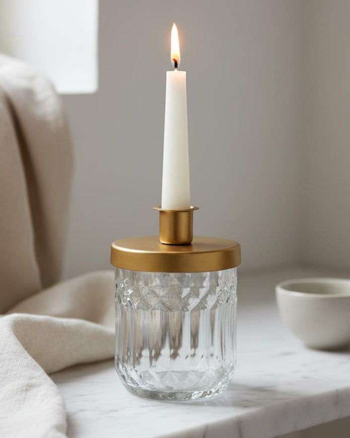 Brass And Glass Jar Candle Holder