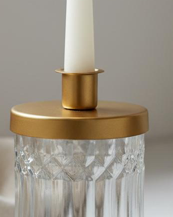 Brass And Glass Jar Candle Holder