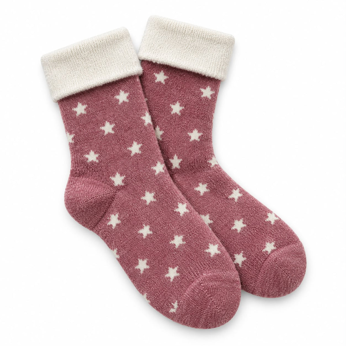 Super Cosy Fluffy Cuff Socks - Pink Star