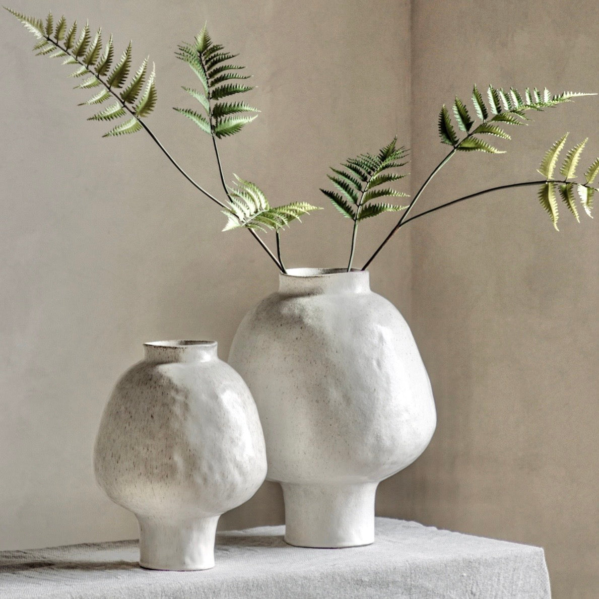 Palawan Neutral White Stoneware Footed Vase