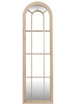 Cleo Extra Tall Wood Arched Window Framed Mirror by Hill Interiors, showcasing a tall mirror with an arched window-style wooden frame.