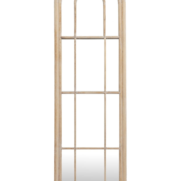 Cleo Extra Tall Wood Arched Window Framed Mirror by Hill Interiors, showcasing a tall mirror with an arched window-style wooden frame.