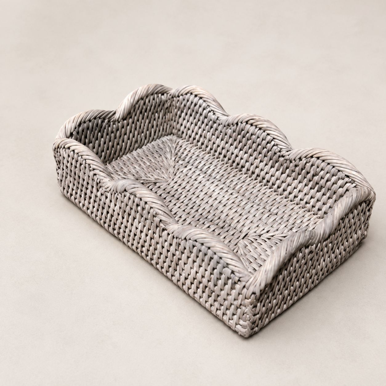 Wickham Rattan Scalloped Rectangle Tray