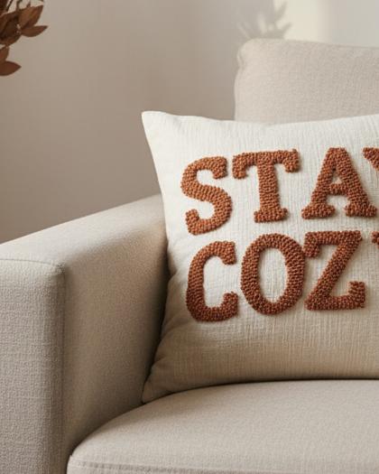 Stay Cozy Rusty Orange Cushion Cover