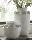 Dara White Ceramic Wide Neck Textured Vase